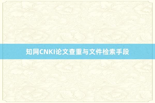 知网CNKI论文查重与文件检索手段